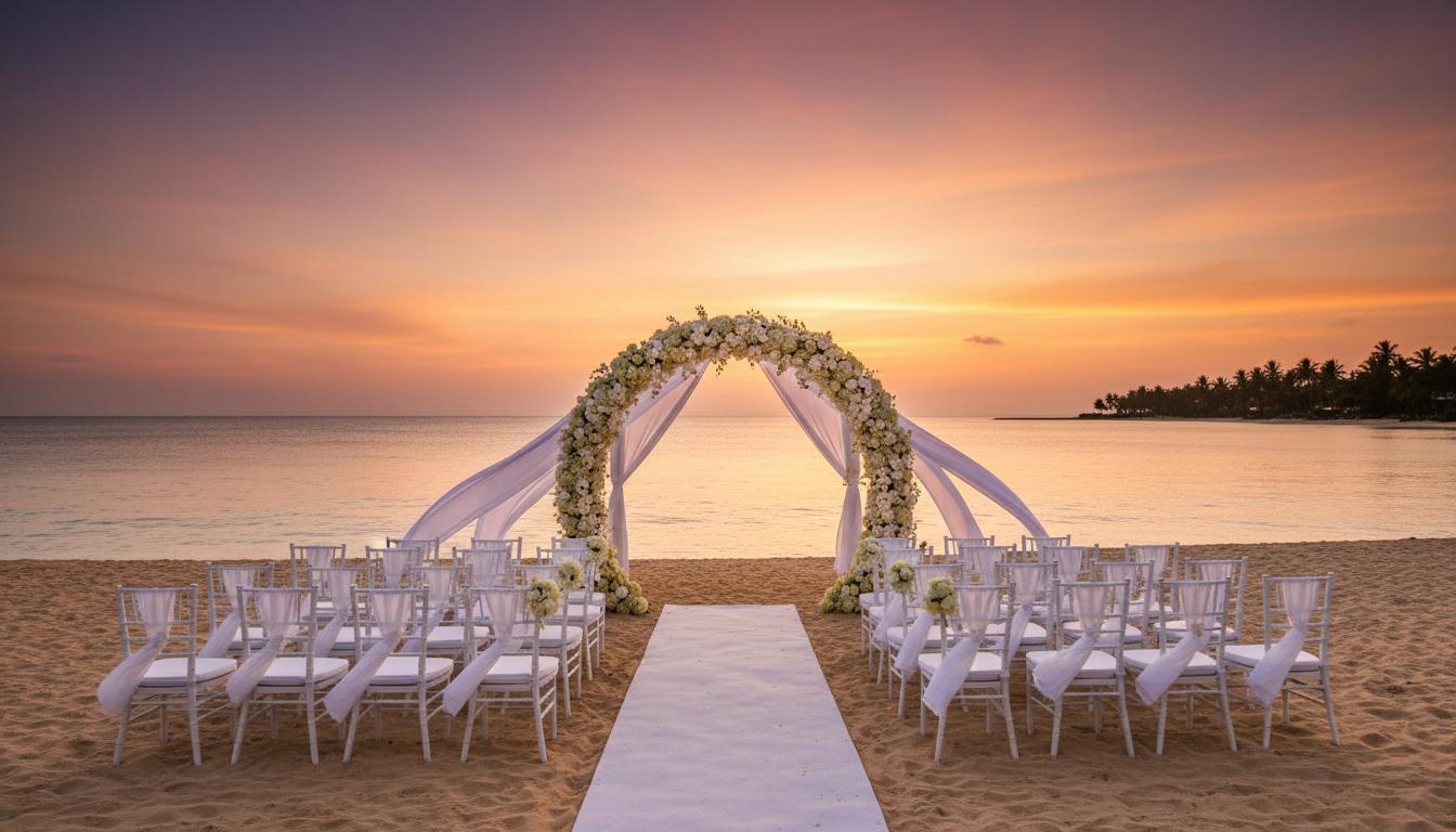Beach wedding ceremony